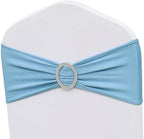 50 Pack Spandex Baby Blue Chair Sashes Bows Stretch Elastic Light Blue Chairs Bands with Buckles Ties for Party Celebration Ceremony Events Wedding Decorations by ZSJFMF