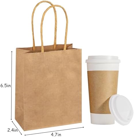 SPERPAND 120Pcs Mini Brown Paper Bags - 6.5" Small Kraft Paper Gift Bags with Handles for Birthday, Baby Shower, Christmas, Wedding, Candy Bag, Party Favor Bag - Image 5