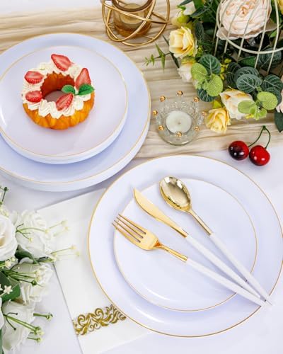 Supernal Gold Disposable Plates Silverware Set Serves 30 Birthday Wedding - Image 6