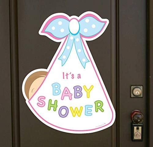 Baby Shower Party Door Sign Decoration, Welcome It's a Boy Stork Bundle Decor Hanger, Newborn Greeting Card, New Birth Arrival Banner Art, Keepsake Gift, Pink and Blue Wall Wreath, Indoor/Outdoor - Image 4