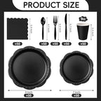 350 Pcs Black Decagonal Disposable Party Plates & Napkins Set - Image 4