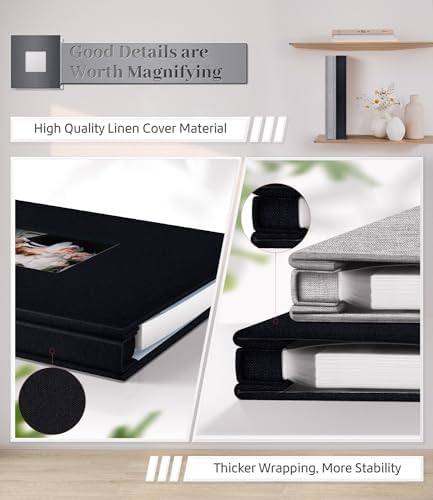 Artfeel Photo Album Self Adhesive Scrapbook Album for 3x5 4x6 5x7 8x10 Pictures, 60 Pages Linen Cover with Display Window DIY Photo Book,Ideal Gifts for Family Travel Wedding Baby - Image 5