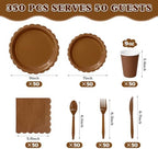 Vyntra 350 Pcs Brown Paper Plates and Napkins Party Supplies - Image 2