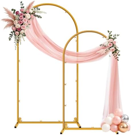 Wedding Arch Backdrop Stand 5FT, 6FT Gold Metal Arch Stand Set of 2, Balloon Arch Stand for Wedding Baby Shower Birthday Ceremony Party Graduation Decoration by Chesjin