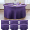 6 Pack Purple Spandex Round Tablecloths for 60 inch Table, Wrinkle Free Stretchy 120inch Fitted 5FT Round Table Cover Cloths with Skirt for Wedding Party Dining Banquet by Htper