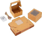 KPOSIYA 120pcs Small Cookie Boxes with Window, 4x4x2.5 Brown Bakery Box - Image 5