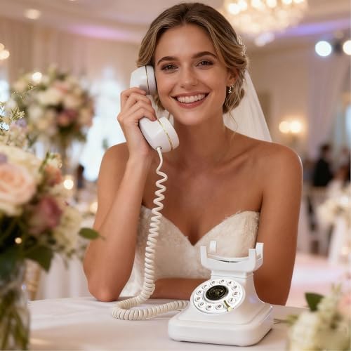 Audio Guest Book Wedding Phone, Vintage Telephone Recorder Wedding Guest Book, Retro Voice Recording Phone for Birthdays Party/Graduation/Baby Shower/Retirement/Special Occasions (White) - Image 5