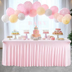2 Packs Pink Table Clothes for 4 Foot Rectangle Tables, One-Piece Wrinkle Resistant Stretch Spandex Table Covers with Skirt for Event Banquet Wedding Birthday Party - Image 3