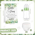 12 Set Bottle Chug Baby Shower Games Favors Funny Diaper Change Game Including Plastic Baby Bottles Chug Disposable Diapers Themed Sign for Gender Reveal Party Supplies(Green,Greenery) - Image 2