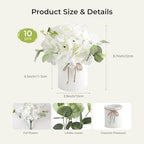 Auihiay 10PCS Flower Centerpieces for Tables, White Hydrangeas and Roses - Image 6