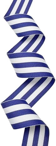 1-1/2" Royal Blue & White Taffy Striped Grosgrain Ribbon - 50 Yards - USA | American Made by TheRibbonFactory%C2%AE