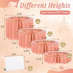 6Pcs Buffet Risers, Valentine's Day Food Risers for Table, Foldable Cake Display Stands, Tall Cardboard Cupcakes Stand for Show Catering Desserts Jewelry Wedding Birthday Party Decoration (Pink) - Image 2