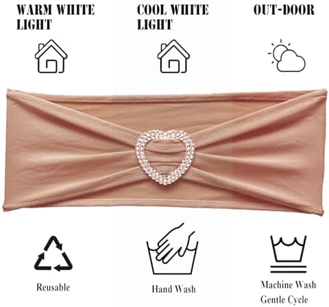 Nude Chair Sashes 60 Pack Spandex Nude Sashes for Chairs Universal Spandex Chair Sashes Bands with Heart Buckle Slider for Wedding Banquet Party Decorations - Image 4