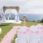 50 PCS Spandex Pink Chair Sashes Bows Stretch Chair Cover Band - Image 6