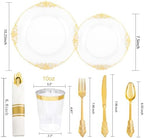 Hioasis 210 Pcs White Gold Plates for Party - Image 3