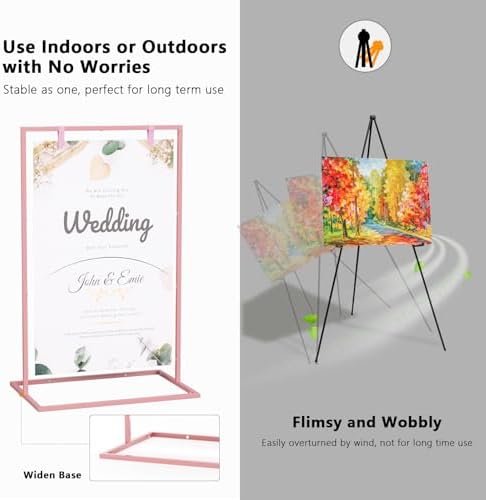 50H" Wedding Welcome Sign Stand with 8 Pair Satin Ribbon & 2 Leather Strap - Image 6