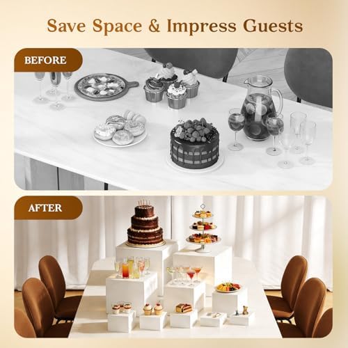 10pcs Buffet Risers,Dessert Table Display Set,WhiteBuffet Risers,Acrylic Boxes For DisplayWhite,Catering Supplies Buffet Display,Cube Boxes NestingRisers,Big Size(10"-9"-8"-7"-6"-5"-4"-4"-3"-3") - Image 4