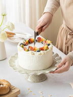 Ceramic Cake Stand, Small Cake Plate for 8 Inch Cake, Speckled White - Image 3