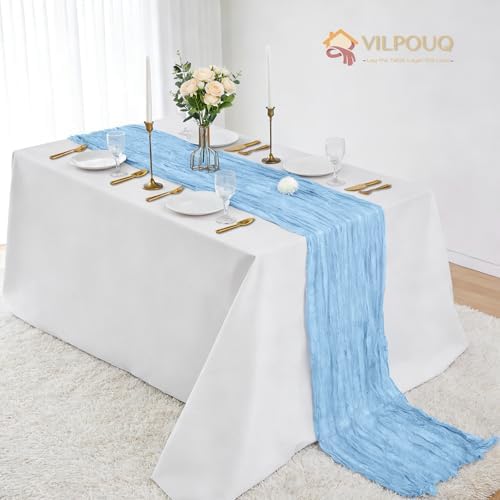 12Pack Light Blue Cheesecloth Table Runner 10FT Wedding Party Decor - Image 2