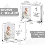 Vercraft 24 Set Baptism Picture Frame 3.5 x 5 Acrylic Baby Shower Baptism Favor Christening Gifts for Boy Girl with Plastic Crystal Boxes and Satin Ribbon Bows for Religious First Communion(White) - Image 2