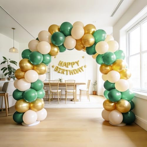 Sage Green Gold White Balloons Kit 60pcs 12 in Sage Green Sand White Latex Balloons Metallic Gold Helium Balloons and Electric Balloon Pump - Image 5