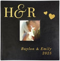 Personalized Wedding Photo Album, Holds 200 4" x 6" Photos, Engraved Couples Initials Leatherette Picture Album, Wedding Engagement Gift, Black Photo Album by GiftsForYouNow