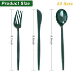 PULOTE 150PCS Green Plastic Silverware - Plastic Cutlery Set Disposable - Green Plastic Utensils Include 50 Forks, 50 Spoons, 50 Knives for Party&Christmas - Image 2
