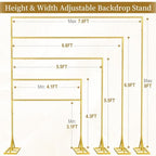 EMART 8FT Square Backdrop Stand Heavy Duty, Gold Metal Pipe and Drape Stand - Image 5