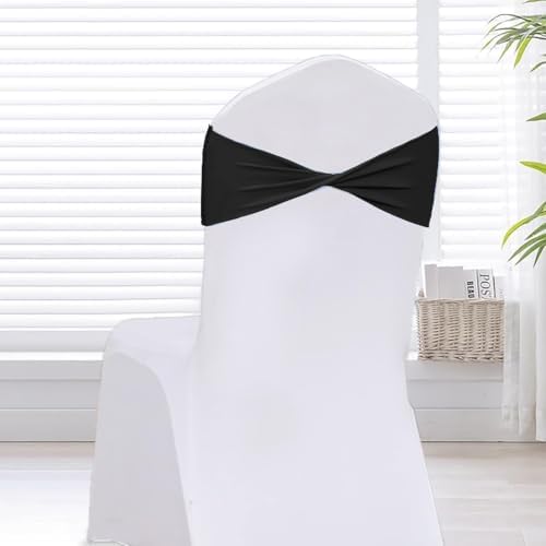 Black Chair Sashes Bows 60Pcs Spandex Chair Sashes Elastic Chair Cover Bands Ties Without Buckle for Wedding Birthday Party Ceremoney Events Decoration - Image 7