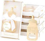 24PCS Golden Baby Bottle Openers for Baby Shower Favors Gifts, Baby Shower Decorations Souvenirs, Poppin Bottles Openers with Exquisite Gifts Box used for Guests Gender Reveal Party (24, white) by WxzumgPARTYFAVORS