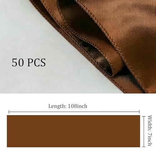 Satin Chair Sashes Bows 50 Pack Universal Polyester Chair Ribbons for Wedding Anniversary Retirement Party Birthday Engagement Banquet Graduation Outdoor Events Decor (Brown, 50 pcs) - Image 3