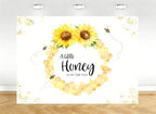 8X6ft Fabric Sunflower Honey Bee Baby Shower Backdrop, Watercolor Honeycomb Photography Background, Party Decorations Tapestry, Wedding Baby Shower Wall Decor, Photo Studio Props by kolyulahair