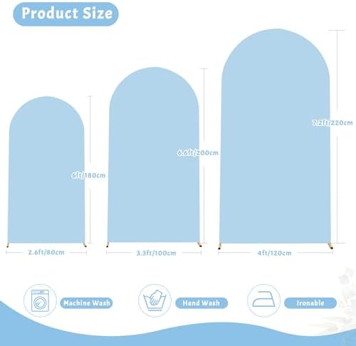 6.6FT Blue Arch Backdrop Cover - Polyester Fitted Wedding Arch Stand Covers Round Top Chiara Arch Backdrop Cover for Birthday Party Banquet Photo Background Decoration - Image 4