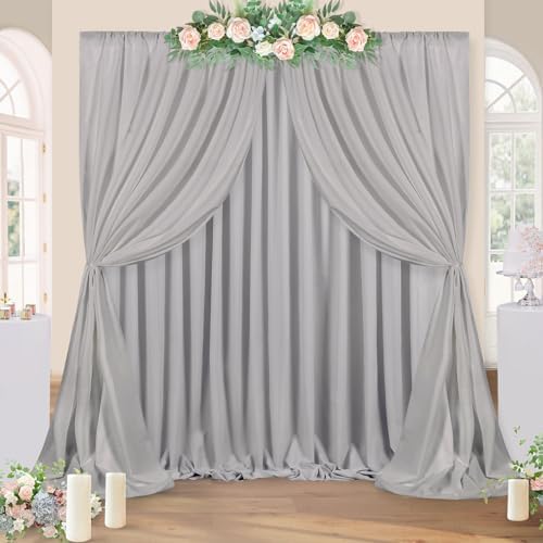 Grey Backdrop Curtains 20ftx10ft Party Polyester Photo Drapes by SoarDream
