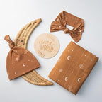 Miaoberry 100% Organic Cotton Baby Muslin Swaddle Blanket Set| Burnt Orange Boho Moon| Gender Neutral for Boys Girls|Moon Leaf| Hospital Newborn Receiving Blanket |Newborn Unisex - Image 3