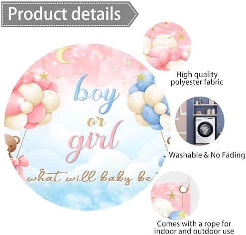 12x10 FT Gender Reveal Backdrop Blue Pink Bear Boy or Girl Background Sign Decorations Banner New Born Baby Shower Baptism Kids Birthday Party Photo Shoot Supplies Polyester - Image 4