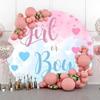YongFoto Boy or Girl Gender Reveal Round Backdrop Cover 6ft Loving Heart Pink Blue Photography Background He or She Pregnancy Reveal Welcome New Baby on The Way Party Banner Photoshoot Props by YongFoto