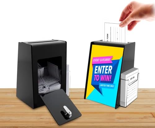 Marketing Holders Locking Ballot Box with 4" Wide Entry Form Pocket and Sign Holder Black Acrylic 5.75" x 5.5" x 8.75" Countertop Entry Bin - Image 4