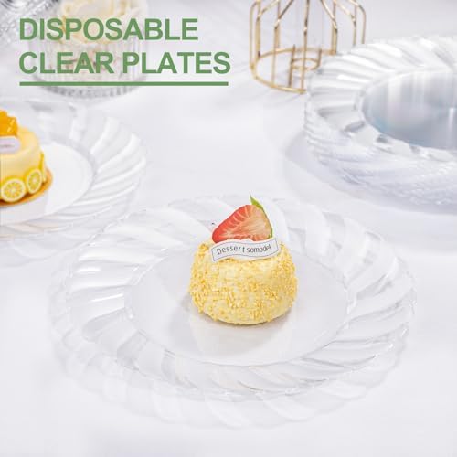U-QE 100 Pieces Clear Plastic Plates - 9 Inch Clear Disposable Plates - Image 4