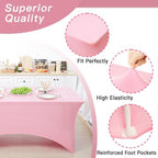 Fixwal 3 Pack 6FT Pink Birthday Tablecloth Spandex Fitted Table Cover - Image 2