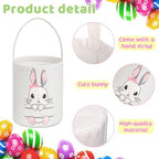 SATINIOR 12 Pack Easter Basket Bulk Easter Bunny Canvas Buckets with Handles Large Personalized Cute Rabbit Tote Bags for Hunt Party Favor Gifts(Lovely Color) - Image 3