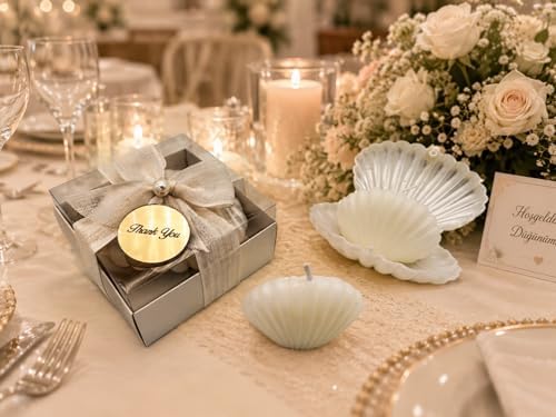 White Seashell Candle Party Favors in a Plastic Box, Wedding Favor Guest Bulk,Bridal Shower Gifts, Baby Shower giveaways for Baptism (10,20,30,50,100.. Options Available in Customize Section) - Image 6