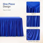 Wish Care Royal Blue Polyester Table Clothes for 4 Foot Rectangle Tables, Wrinkle Free Fitted Table Cover with Pleated Ruffle Table Skirt for Birthday Party Wedding Trade Show Event Display - Image 4