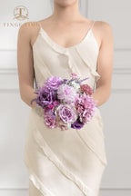 TINGE TIME Wedding Artificial Flowers Combo, Rose Dahlia Peony Light Purple - Image 5