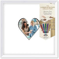 Solid Wood Signature Frame With Heart Opening - White Wood - Black Accent Mat - Guest Book Alternative With Gel Pens Made in the USA by CustomPictureFrames