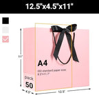 EUSOAR Thank You Gift Bags, 50pcs 12.5"x4.5"x11" Pink Heavy Duty Shopping Paper Bags with Bow Ribbon Handle, Kraft Paper Gift Treat Wedding Birthday Party Favor Bags Bulk - Image 2