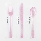WDF Rose Gold Pink Plastic Plates with Pink Plastic Silverware include 40 Dinner & Salad Plates, 40Forks, 40 Knives, 40 Spoons for Party/Baby Shower/Wedding - Image 5