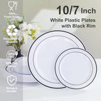 U-QE 100pcs Black Plastic Plates for Party - Black Plates Disposable - Image 5