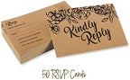 50 Blank RSVP Postcards Floral Kraft Rustic Print 4"X6" Response Cards,RSVP Reply Card for Wedding,Bridal Shower,Baby Shower - Image 5