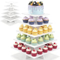 Nuanchu 5 Tier Large White Cupcake Stand for Wedding Christmas, Square by Nuanchu